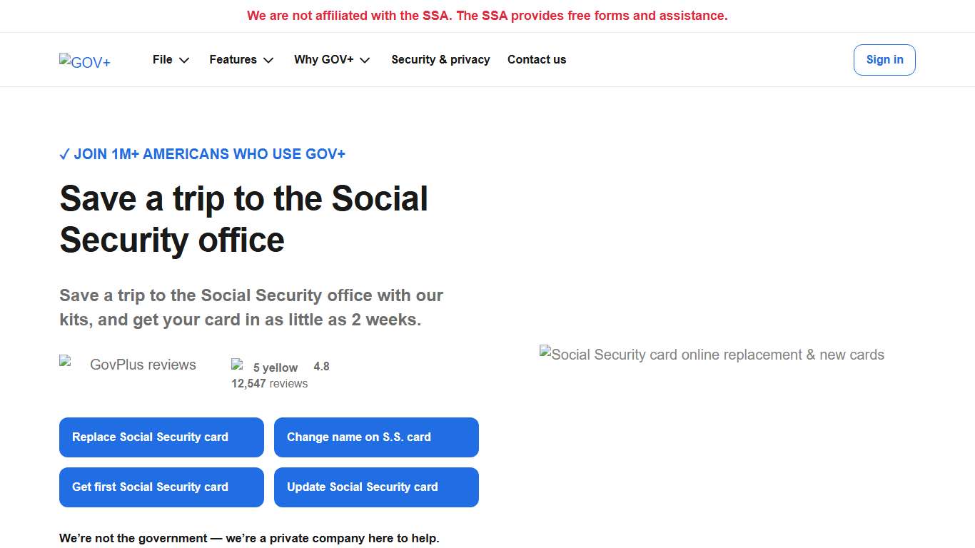 Social Security Card Replacement & Get New GOV+